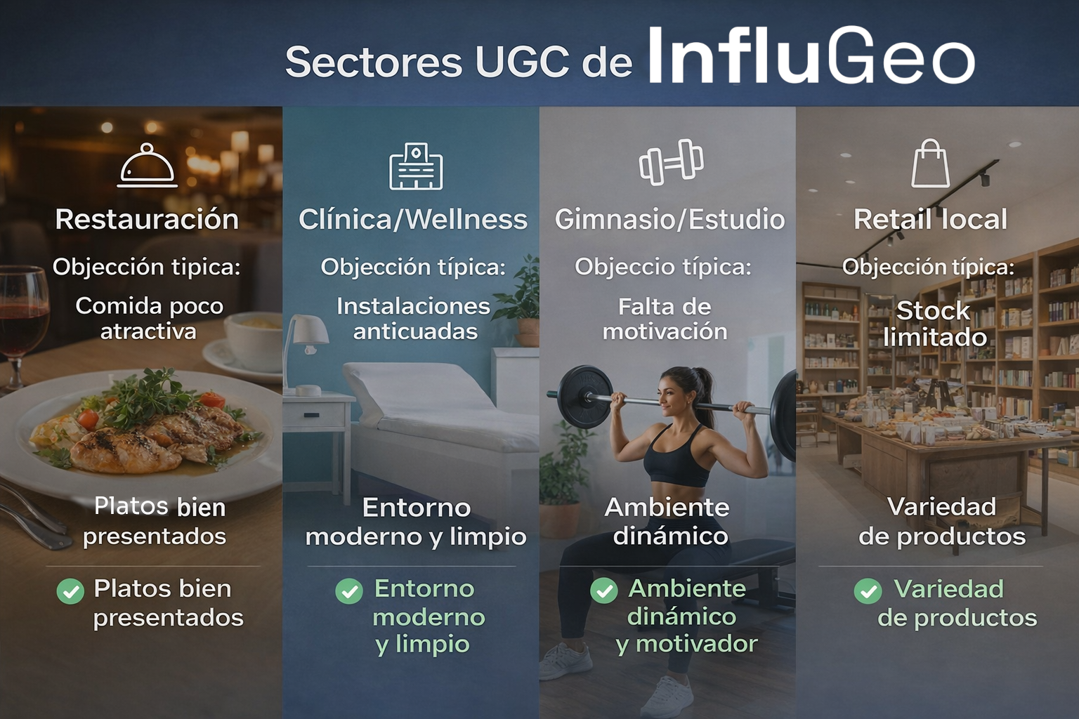 Sectores UGC Influgeo Sectores locales que trabajan campañas UGC con Influgeo